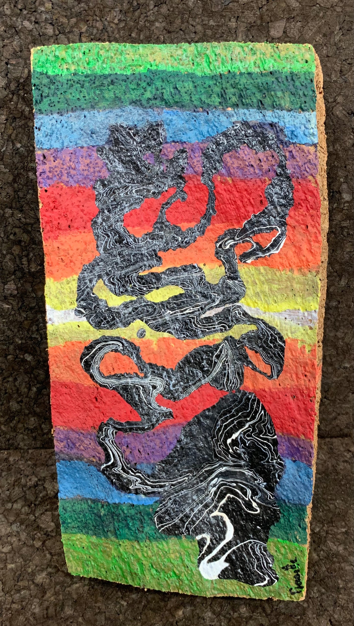Peinture sur liège abstrait multicolor