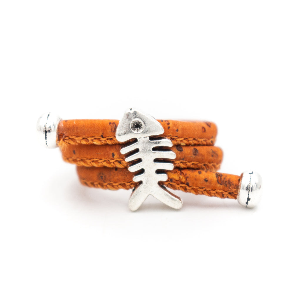 Bague en liège Poisson orange réglable