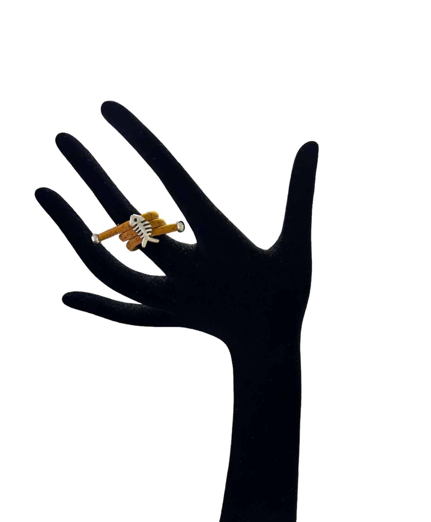 Bague en liège Poisson jaune porté réglable