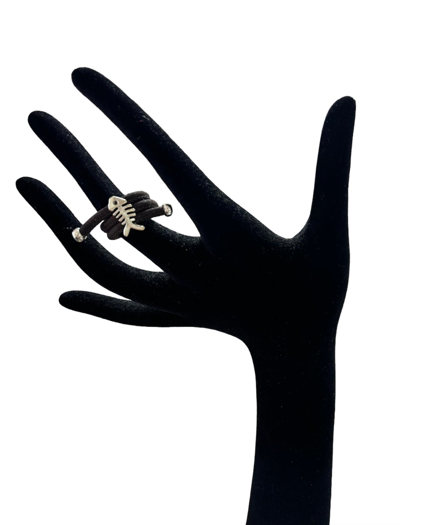 Bague en liège Poisson marron porté réglable