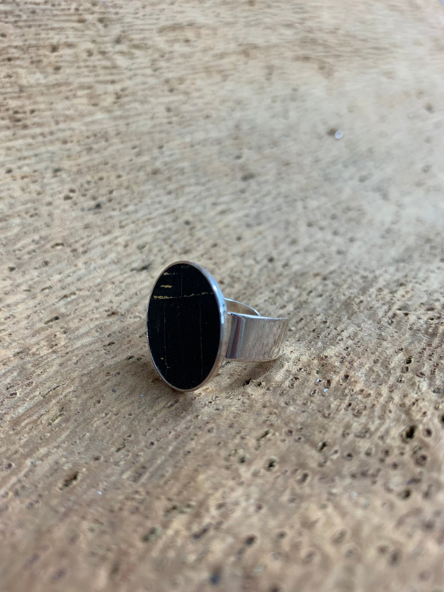 Bague en liège et argent Noir