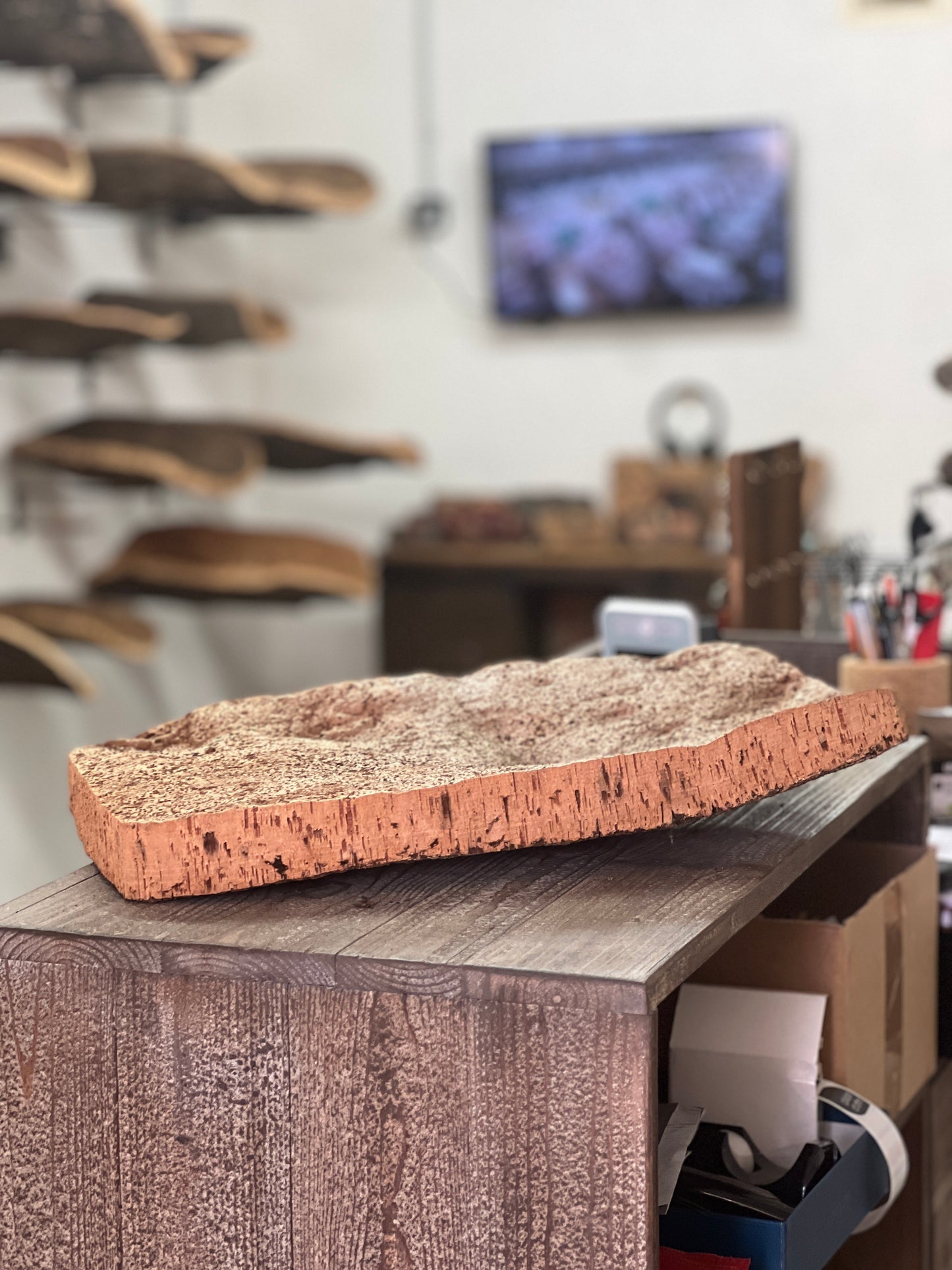 Les coupes en liège sont des objets de décoration uniques et écologiques qui ajoutent une touche naturelle à n'importe quelle table. Fabriquées à la main en utilisant du liège prélevé localement dans les forêts corses, ces coupes sont taillées au couteau pour obtenir des formes et des textures uniques.
