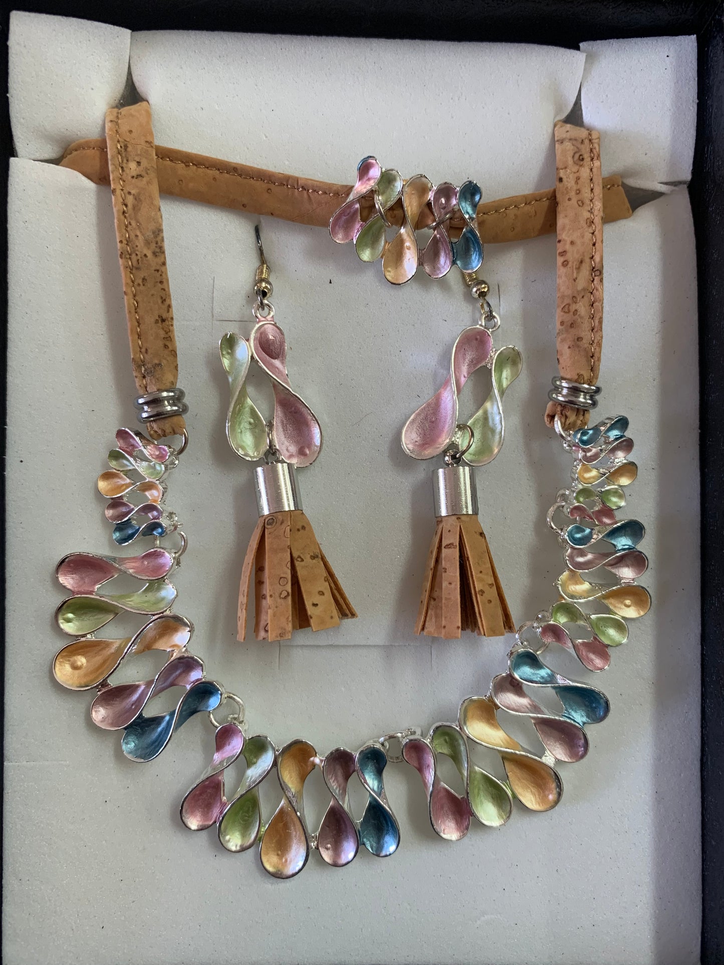 Lot Collier Boucles Bracelet en liège
