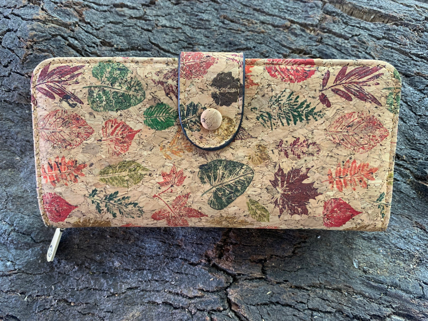 Portefeuille en liège Melina feuilles