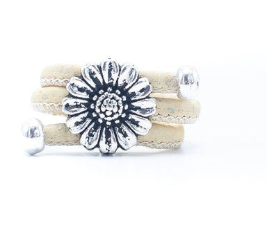 Bague marguerite en liège blanc