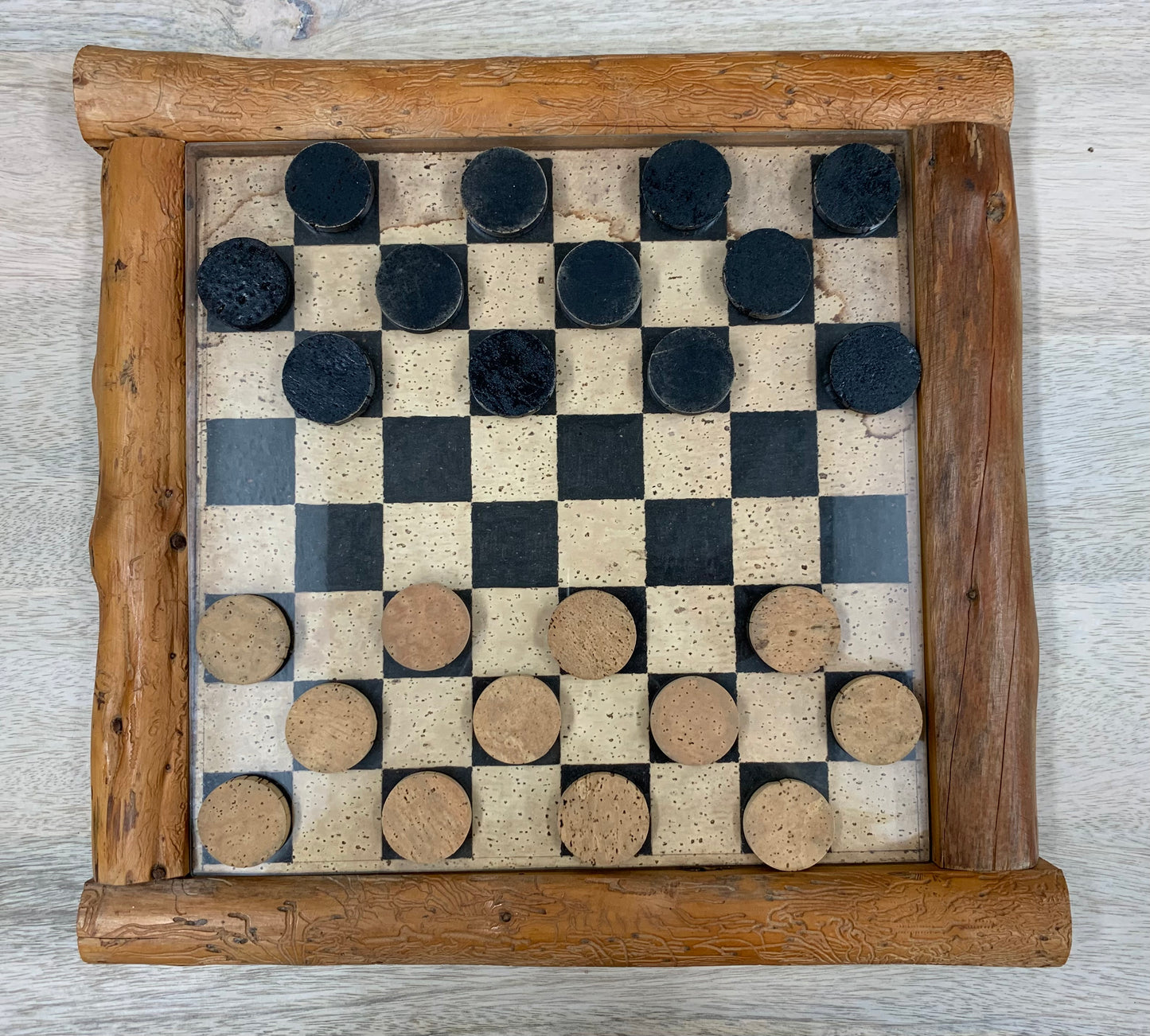 Jeux de dames en liège et en bois