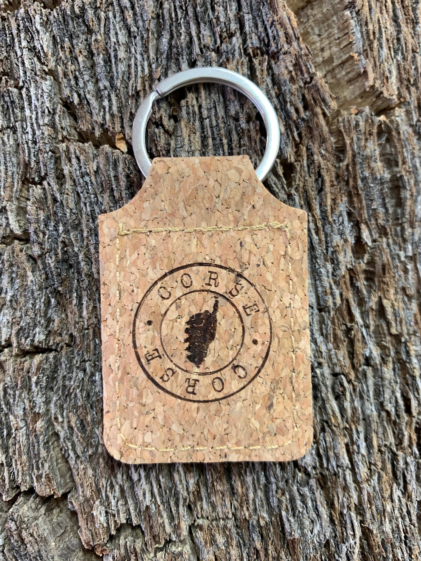 Porte clé Corse symbole et écriture dans un rond forme carré