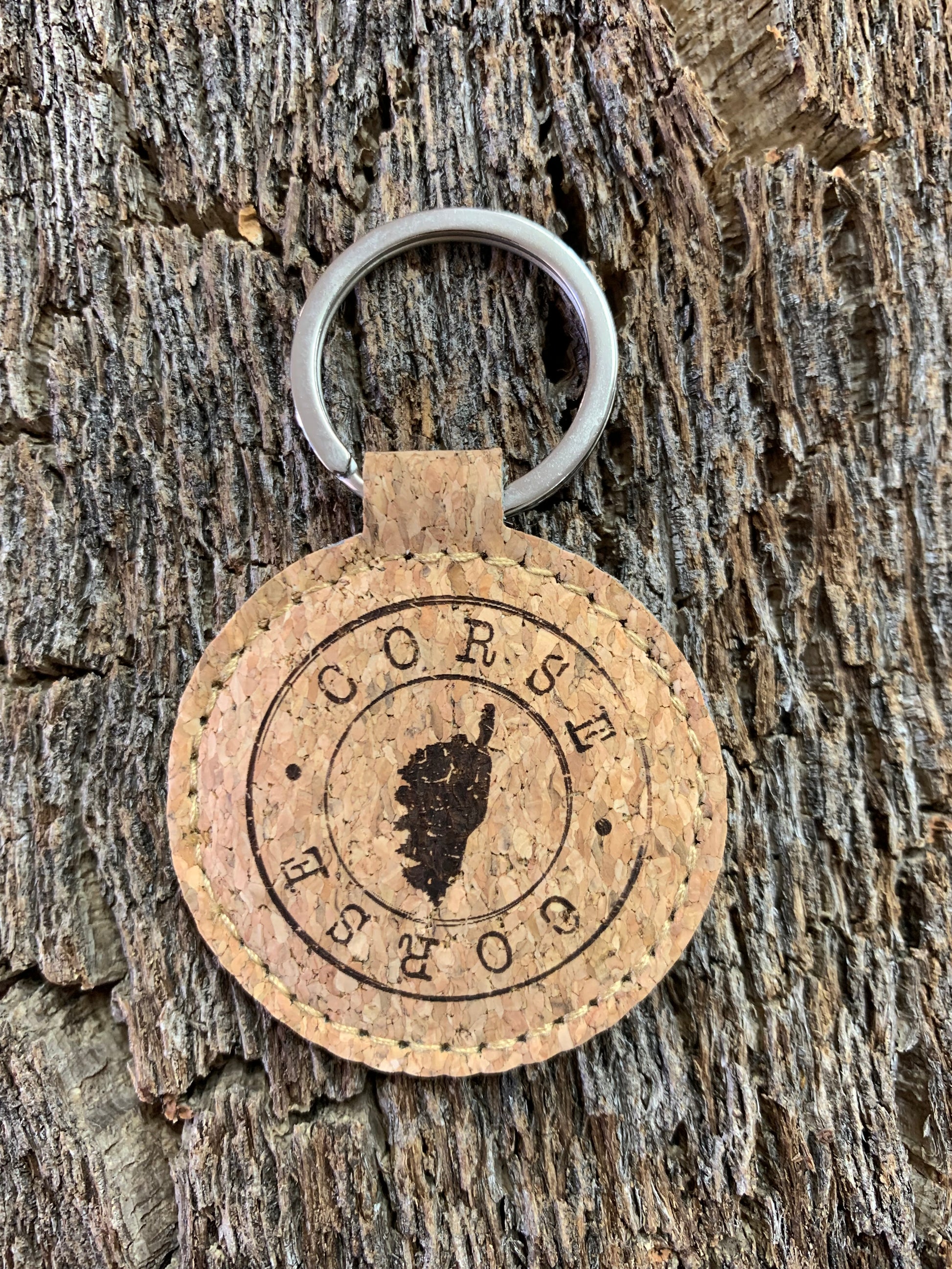 Porte clé Corse symbole et écriture dans un rond forme ronde