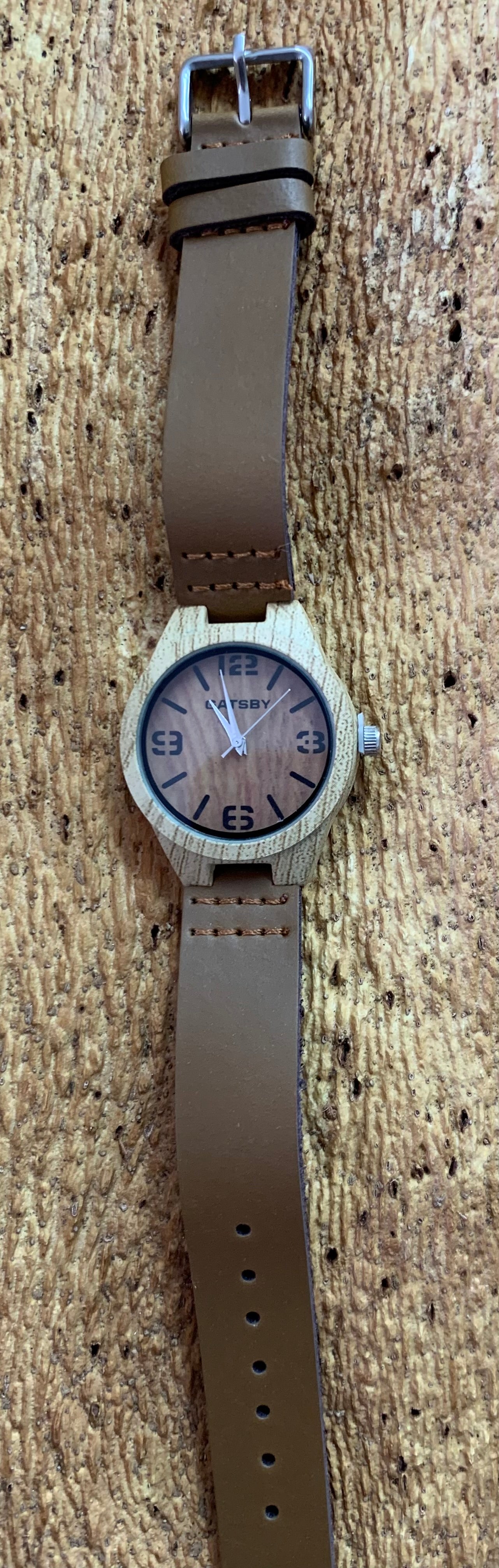 Montre liège petite gatsby chiffre cadran naturel intérieur marron