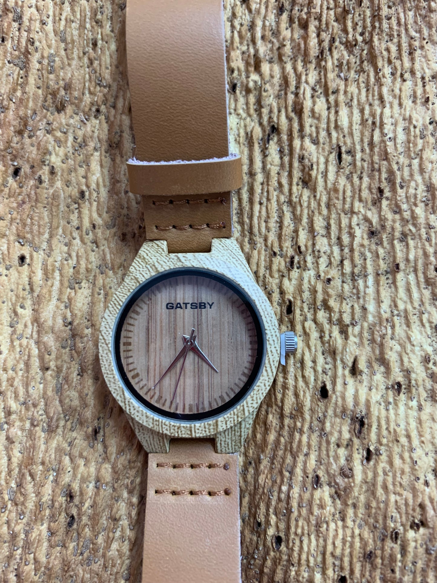 Montre liège petite gatsby cadran naturel intérieur marron zoomé